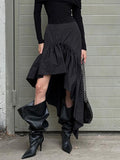 2025 Autumn Design High Waist-Claw Cascading Lotus Leaves On The Edge Of The Cotton Irregular Half-Dress Woman 68HZ