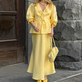 2025 New Summer Women's Suit Fashion Casual V-Neck Wrinkles With A Foam Sleeve Half-Dress 68HZ