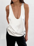 2026 Summer New Solid Color Buttite Vertebry U Neckless T-Shirt With Street Style Small Vest Woman 68HZ