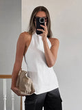 New Sexy Bare Back Hanging Neck With Sleeveless Vest Tops Fashion Pure Color Simple Women's Clothing 68HZ