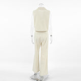 Summer Fashion Casual Set Cotton And Cotton Pure Color Loose Sexy Sleeveless Trousers Simple Two-Set Women 68HZ