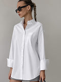 White Shirt 2025 Summer New Collar Long Sleeve Simple Fashion Free Casual Women's Top 68HZ