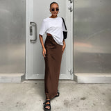 Spring 2025 Women's Imitation Acetate-Colored Black Dress Women's French Commuting Faesce Color Skirt 68HZ