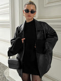 Vintage Temperament Suit Collar Loose Leather Coat 2025 Autumn And Winter Fashion New Leather Woman 68HZ