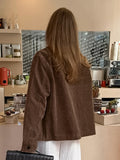 Autumn And Winter Retro Millard Velvet Collar Long-Sleeved Coat Women Simple High Sense Light Luxury Loose Thin Open Shirt 68HZ