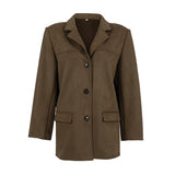 Brown Frosted Velvet Retro Collar Loose Velvet Jacket 2025 Autumn And Winter Maillard New Suit Woman 68HZ