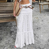 New White Lace Fashion Leisure Vacation A-Word Half-Body Skirt Spring And Summer Simple Lazy Women's Clothing 68HZ