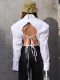 French Retro Waist Temperament With Hollowed-In-Back Shirt 2025 Spring And Summer Fashion New Top 68HZ