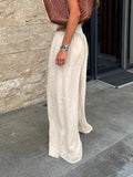 Spring And Summer Commuting Lazy Cotton Tnut Fashion Wide-Footed Trousers Loose Pocket Trousers Women's Clothing 68HZ