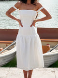 French One-Word Sexy Open Shoulder To Thin Dress 2025 Summer Fashion New Mid-Long Dress 68HZ