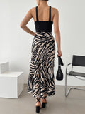 High Waist Slim Slim Zebra A Swing Skirt Mid-Dress 2025 Autumn And Winter Fashion New Women's Dress Dress 68HZ
