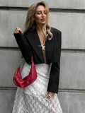 Vintage Black And White Striped Short Blazer 2025 Autumn Fashion New Cardigan 68HZ