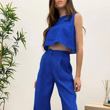 2025 Summer New Solid Sleeveless Vest Top Trousers Fashion Women's Two Sets Of Cotton Sets 68HZ