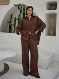 Casual Kaqi Cotton-Slemp Breathable Long-Sleeved Trousers Two Sets Of Autumn Loose Street Style Suit Woman 68HZ
