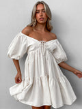 Kazqi Cotton-Song V-Neck With Sexy High-Waisted Head Dress 2025 Summer Fashion New Short Dress 68HZ