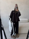 2025 Autumn And Winter New Collared Colliding Set Of Women's Fashion Half-Zip Jacket + Straight Trousers Two Sets 68HZ