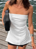 White Cotton Tector-Bosing Waist-Opened Vest 2025 Summer Fashion New Top 68HZ