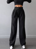 2025 Summer Women's Design Pressure Folding High-Waisted Straight Slack Women's French Commuting Suit Pants 68HZ