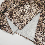 Leopard Print Color-Butt V-Neck Lantern Sleeve A Swing Temperament Dress 2025 Autumn Fashion New Long Dress Woman 68HZ