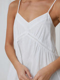 New 2025 Summer White Loose Thin Plain Cotton Folding Atmosphere Pure Desire Hanging Dress 68HZ