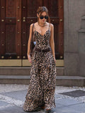 Summer New Sexy Leopard Tard Babes Sling Open Fork Dress Fashion Loose Shoulder Dress 68HZ