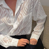 2025 New Spring And Summer French Chiffon Shirt Perspective Thin Design Sense Niche Texture Shirt Women's Top 68HZ