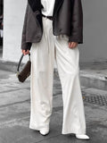 Autumn Languid Suit Version Of Loose Feeling Wearing Ice Silk High Waist Thin Leg Pants Women Pressured Folding Casual Pants 68HZ