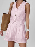 2025 Spring And Summer Cotton Tample New Sleeveless Vest Vest Suit Fashion Solid Color Two Sets Of Women 68HZ