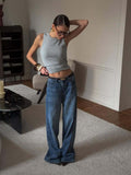 Spice Girls Small Design Retro Broad-Legged Jeans Women Four Seasons Loose Straight High-Rise Thin Trousers 68HZ