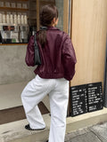 2025 New Collar Pu Leather Coat Women's Autumn And Winter Short Loose Retro Locomotive Top 68HZ