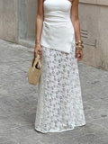 Sexy Design Lace Beach Leisure Fishtail Half-Dress Autumn And Winter Temperament White Fashion And Ankle Skirt Woman 68HZ