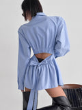 2025 New Temperament Commuter Cotton Shirt Long-Sleeved Tidly Tidling Design Blouse 68HZ