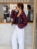 2025 New Collar Pu Leather Coat Women's Autumn And Winter Short Loose Retro Locomotive Top 68HZ