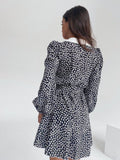 2025 Autumn Fashion Women's Bubble Sleeves Crumb Dress Commuting Short Skirt Long Sleeve A Dress Woman 68HZ