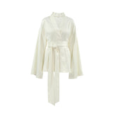 Spring Sexy Loose Banded Long-Sleeved Dress Fashion Cloves With Ribbon-Singed Dress Skirt Skirt Skirt Women's Dress 68HZ