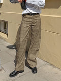 2026 Spring New Small Design Lattice Scissors Women's Casual Loose Thin Casual Trousers 68HZ