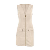 2025 Spring And Summer Leisure Kaqi Temperament Design Sense Sleeveless V Collar Tight Commuting Dress Skirt Short Skirt Woman 68HZ
