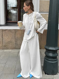 2025 New Autumn Women's Set Solid Color Round Collar Long-Sleeved Trousers Basic T-Shirt High-End Two Sets 68HZ
