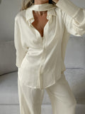 Long-Sleeved Suit Female Ribbon Ornament Languid Texture 2026 Spring Shirt Trousers Two Sets 68HZ