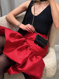 Autumn Design-Style Ass High-Waisted French Half-Dressed 2025 New Women's-Wearing Fasley Splicing Puffed Puffed Skirt 68HZ