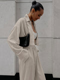 Ki-Colored Long-Sleeved Shirt Trousers Casual Cotton Set 2025 Spring New Fashion Two-Piece Women's Suit 68HZ