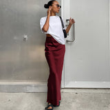 Spring 2025 Women's Imitation Acetate-Colored Black Dress Women's French Commuting Faesce Color Skirt 68HZ