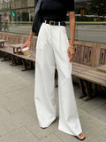 New White High-Waisted Trousers Fashion Simple Casual Pants Panties Loose Autumn Women's Clothing 68HZ