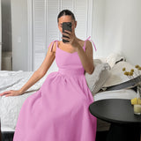 French Kaqi Cotton Canperable Sling High-Waisted Dress 2025 New Holiday Dress 68HZ