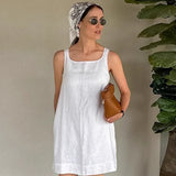 White Cotton U-Neck Temperament High-Waisted Dress 2025 Autumn Fashion New Short Dress 68HZ