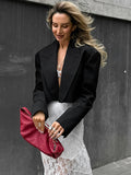 Vintage Black And White Striped Short Blazer 2025 Autumn Fashion New Cardigan 68HZ