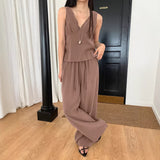 Spring And Summer Commuting Lazy Cotton Tnut Fashion Wide-Footed Trousers Loose Pocket Trousers Women's Clothing 68HZ