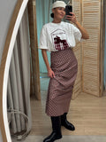 2026 Spring New Retro Lattice Half-Body Women's High-Rise High-Waisted Fishtail Skirt 68HZ