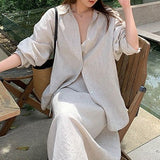 Casual Suit Women 2026 Simple Collar Loose Long-Sleeved Shirt Autumn Half-Dress Dress Two-Piece 68HZ