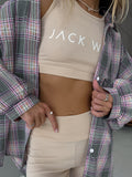 Vintage Loose Cotton Collared T-Shirt 2025 Spring Fashion Commuting Cardigan Woman 68HZ